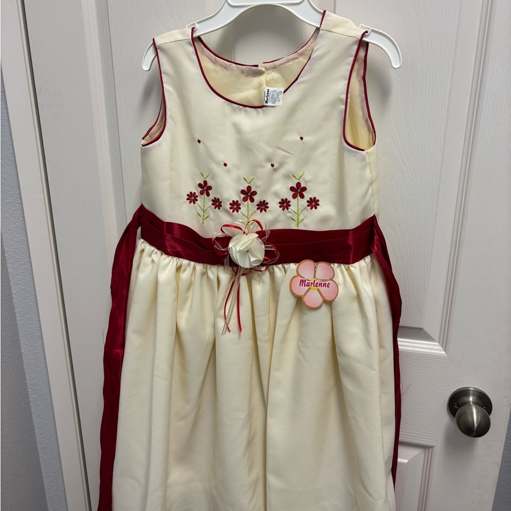 Cream and Red Floral Dress